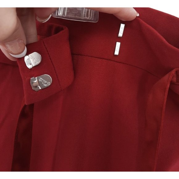 VTG 90s Apostrophe Burgundy High Rise Satin Ribbon Belt Bow Tie Dress Pants 18 - Picture 8 of 12